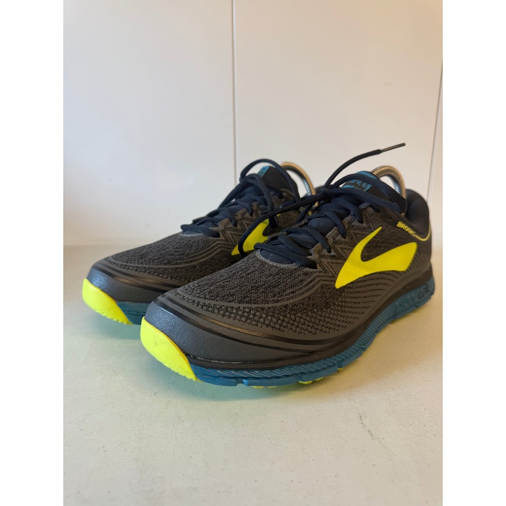 Brooks PureGrit 6 Mens Trail Running Shoes Grey Yellow Blue 1102591D003 Size 9